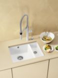 BLANCO Subline 350/150 Undermounted 1.5 Bowl Ceramic Kitchen Sink with Left Hand Bowl