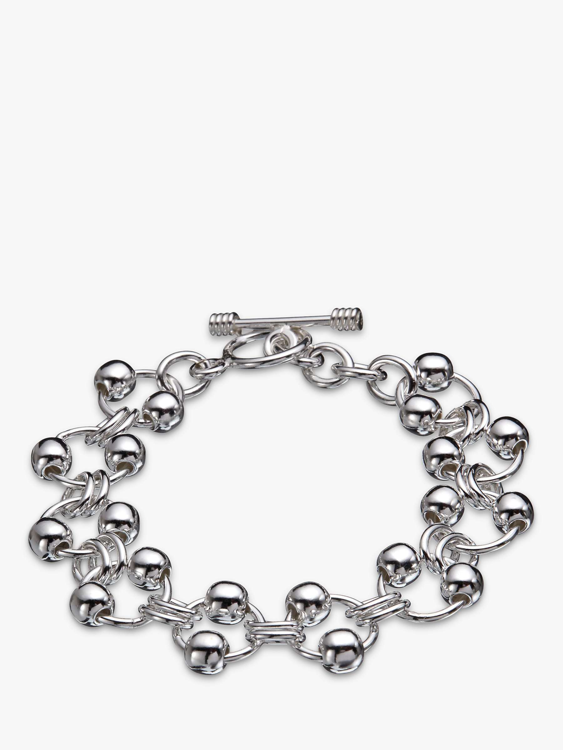 Andea Sterling Silver Balls On Rings Bracelet, Silver at John Lewis ...