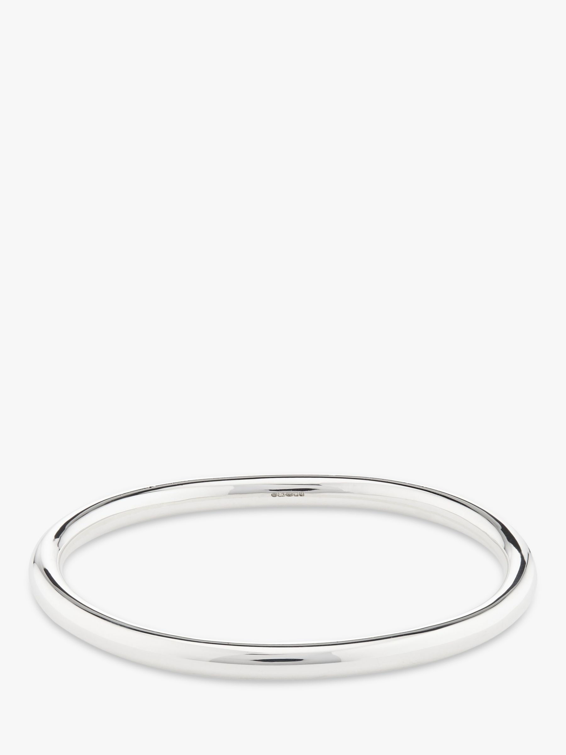 Andea Sterling Silver Oval Polished Bangle, Silver at John Lewis