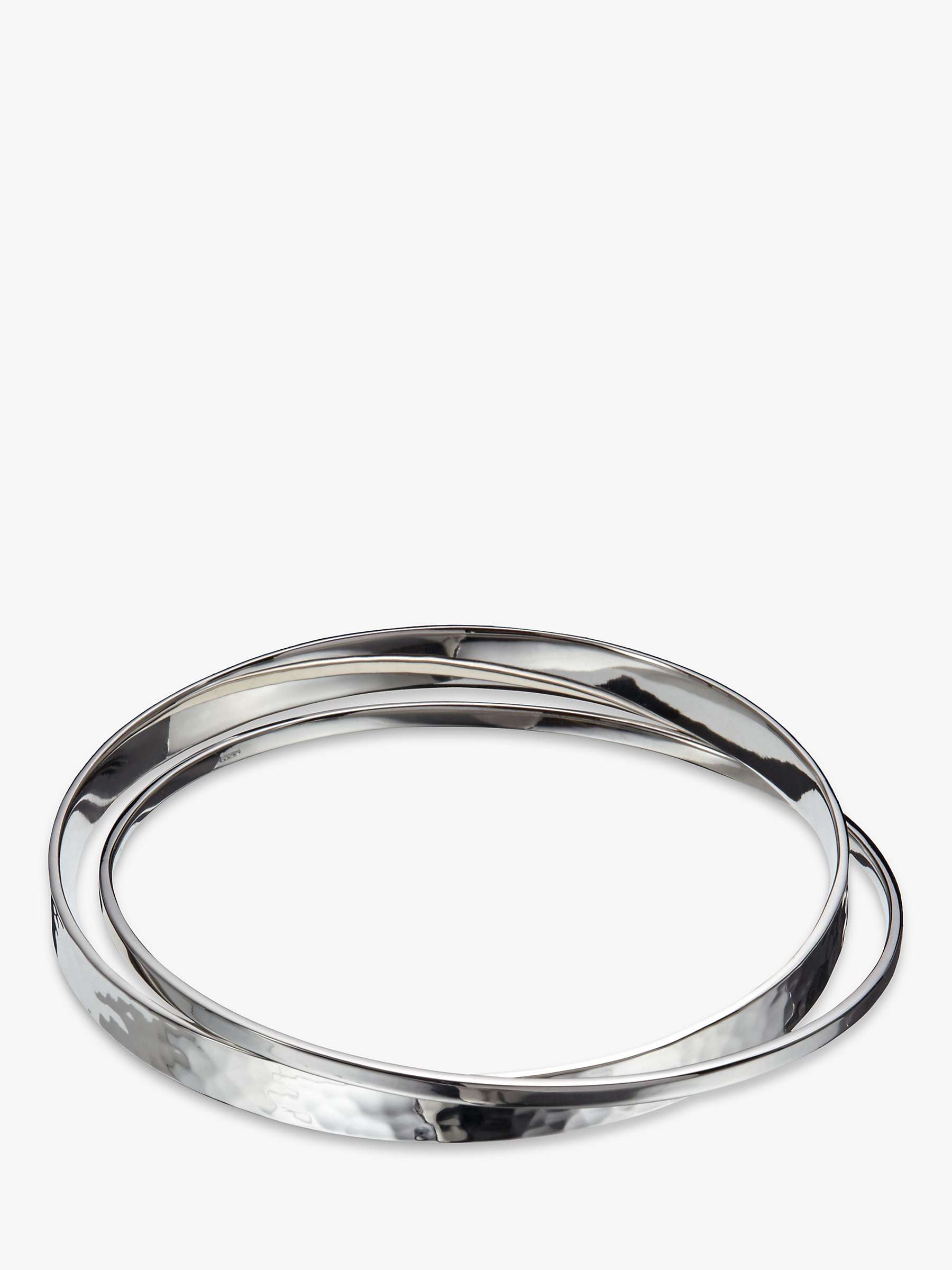 Buy Andea Sterling Silver Polished and Hammered Double Bangle, Silver Online at johnlewis.com