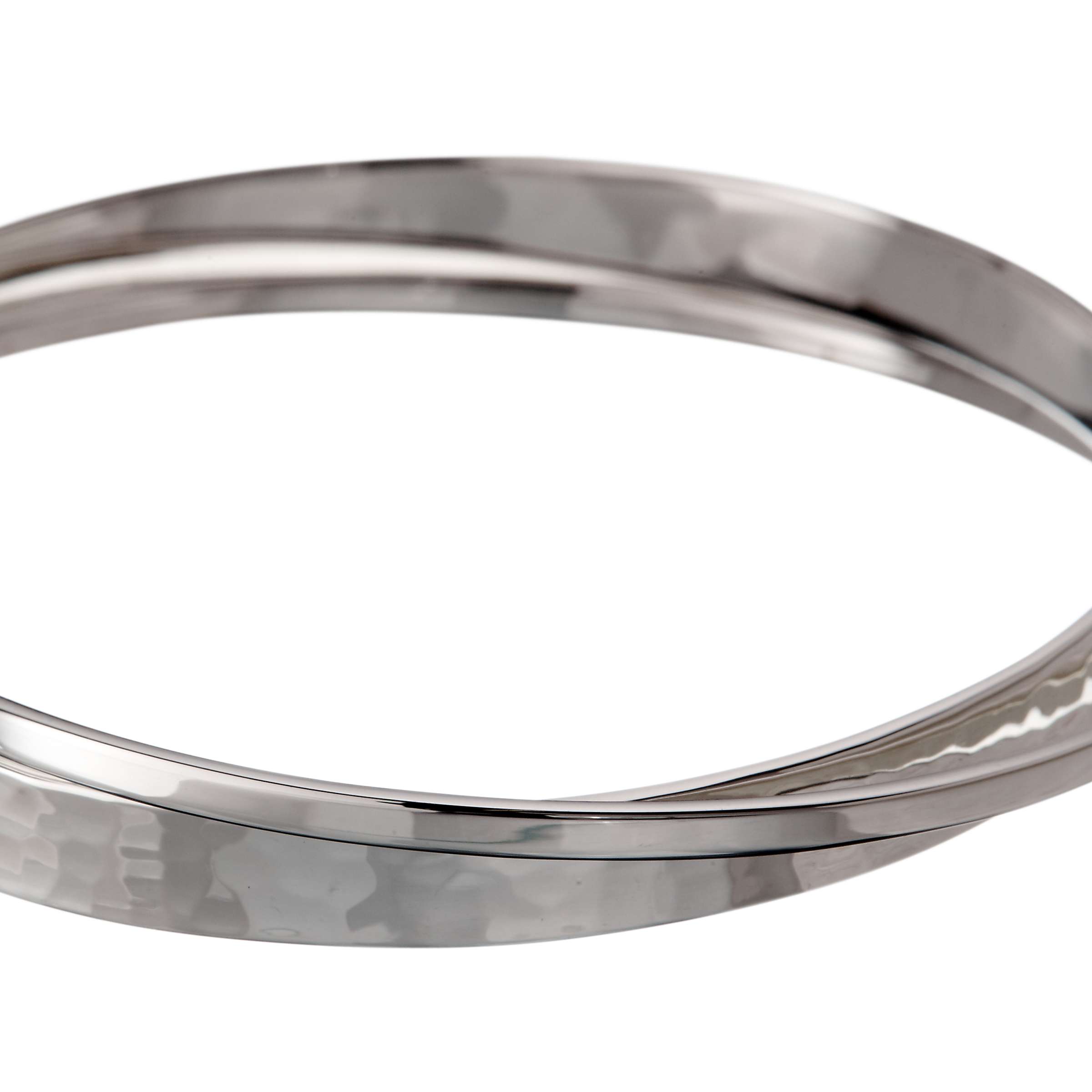 Buy Andea Sterling Silver Polished and Hammered Double Bangle, Silver Online at johnlewis.com