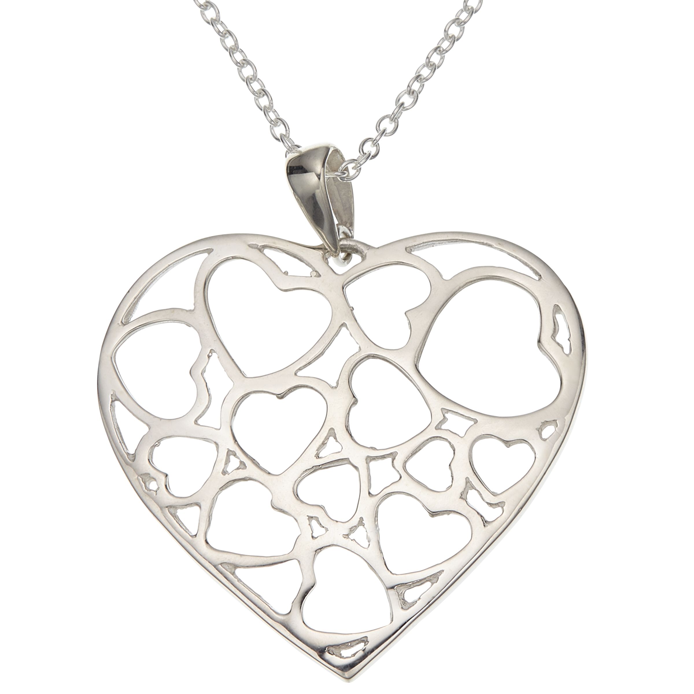 Andea Large Cut-Out Heart Pendant Necklace, Silver at John Lewis & Partners
