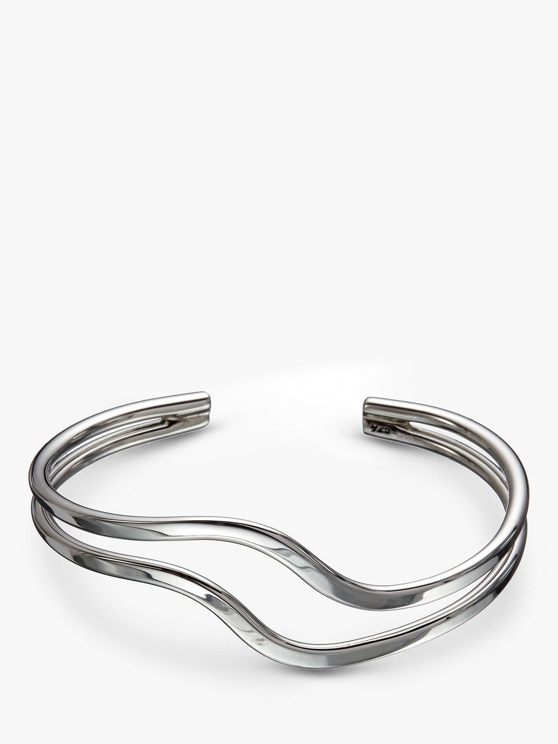 Buy Andea Sterling Silver Double Wave Half Bangle, Silver Online at johnlewis.com