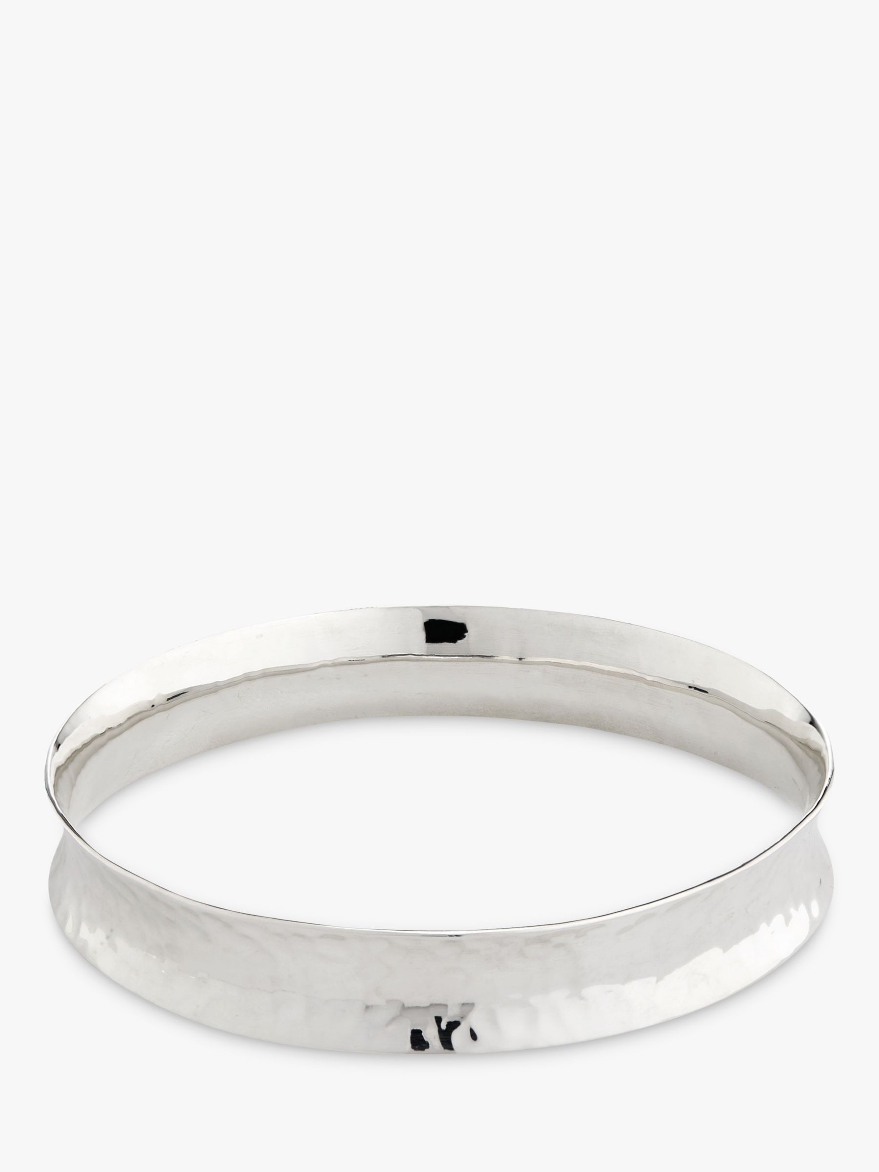 Andea Sterling Silver Hammered Concave Bangle, Silver at John Lewis ...