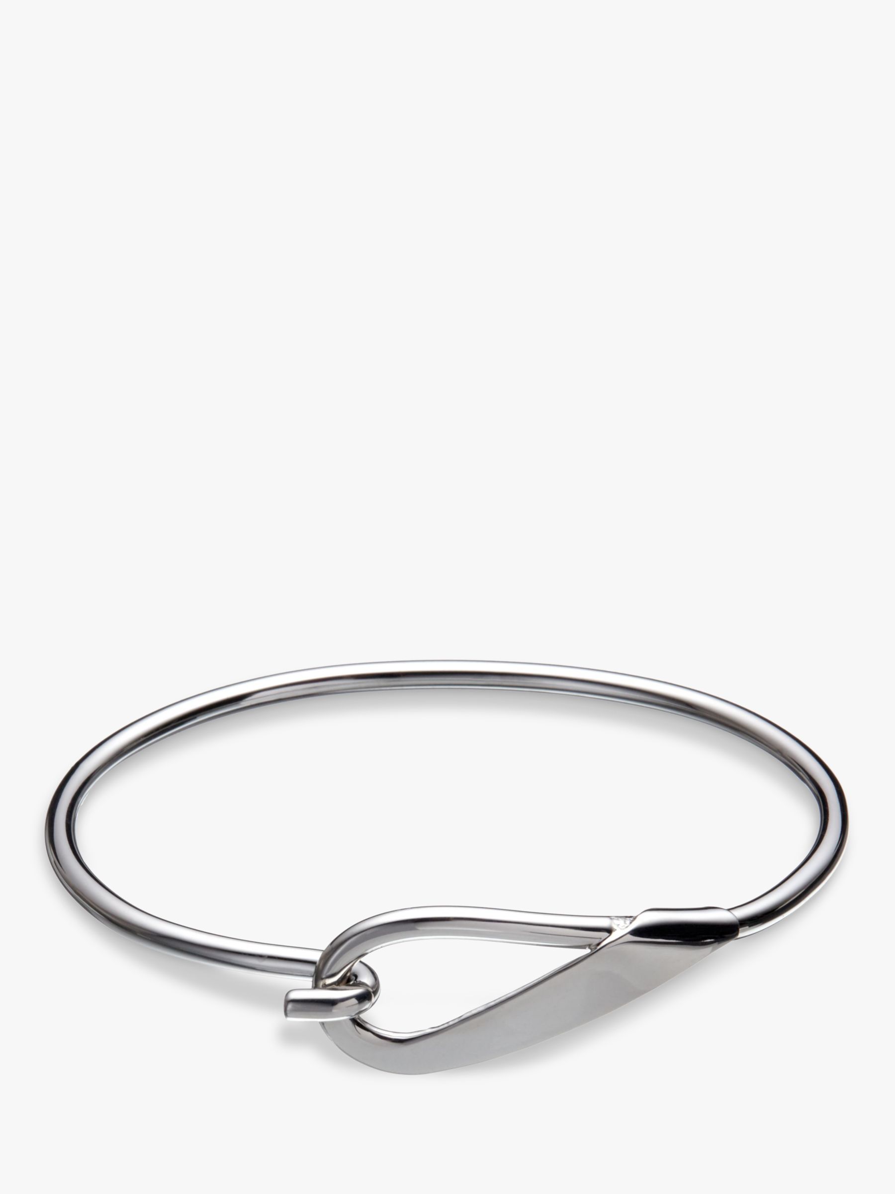 Andea Sterling Silver Hook Open Bangle, Silver at John Lewis & Partners