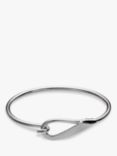 Andea Sterling Silver Hook Open Bangle, Silver