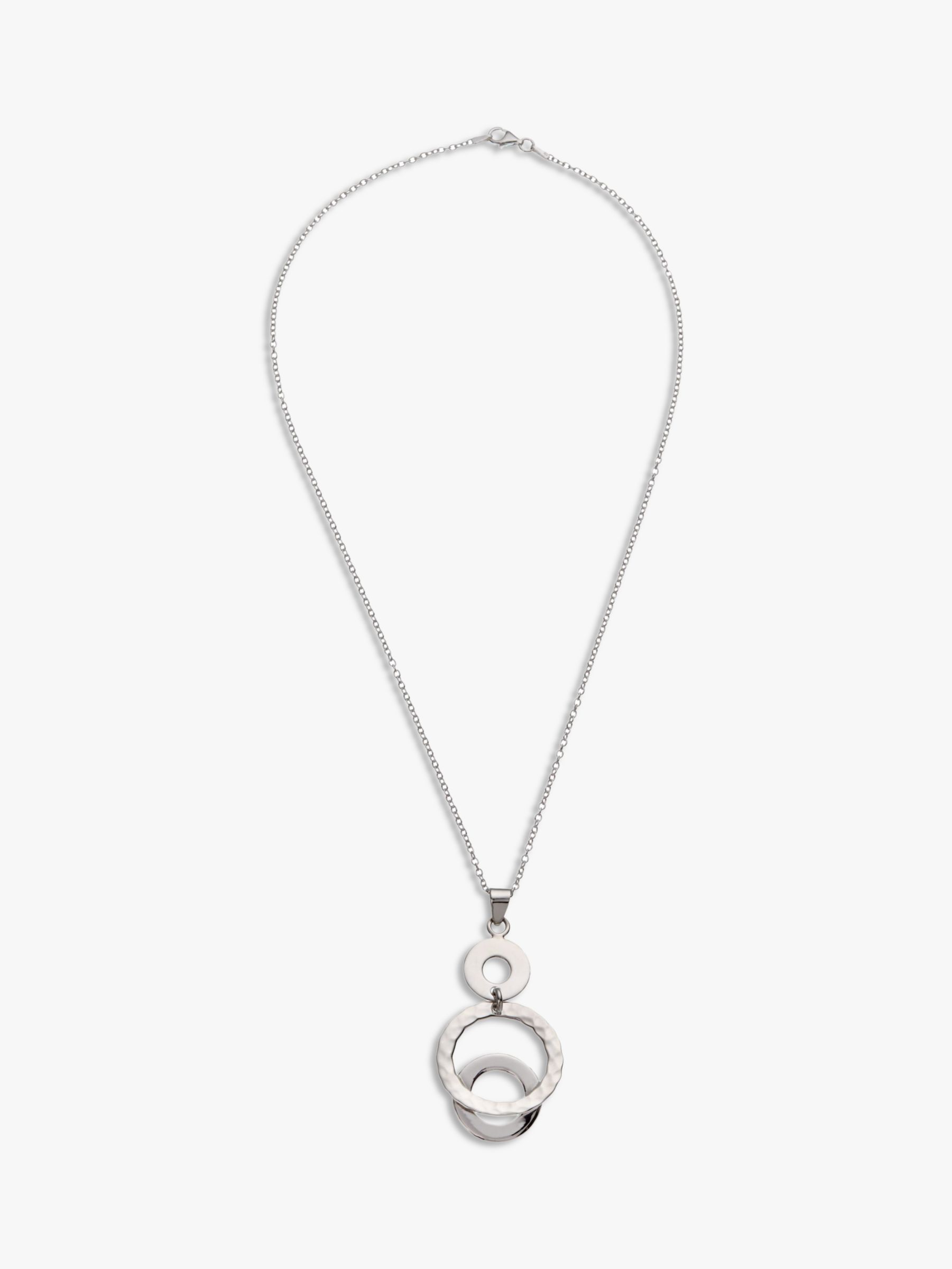 Andea Hammered Circle Pendant Necklace, Silver at John Lewis & Partners