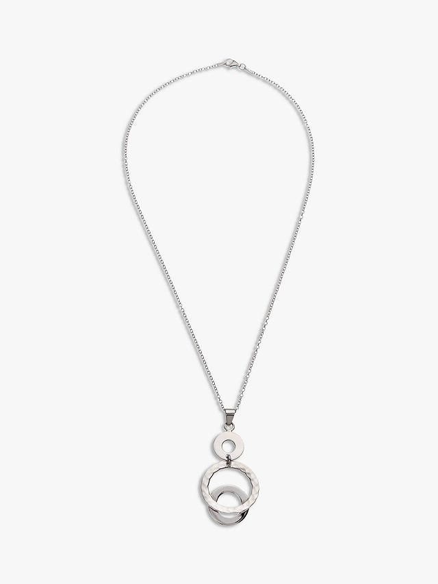 Andea Hammered Circle Pendant Necklace, Silver at John Lewis & Partners