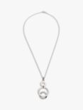 Andea Hammered Circle Pendant Necklace, Silver