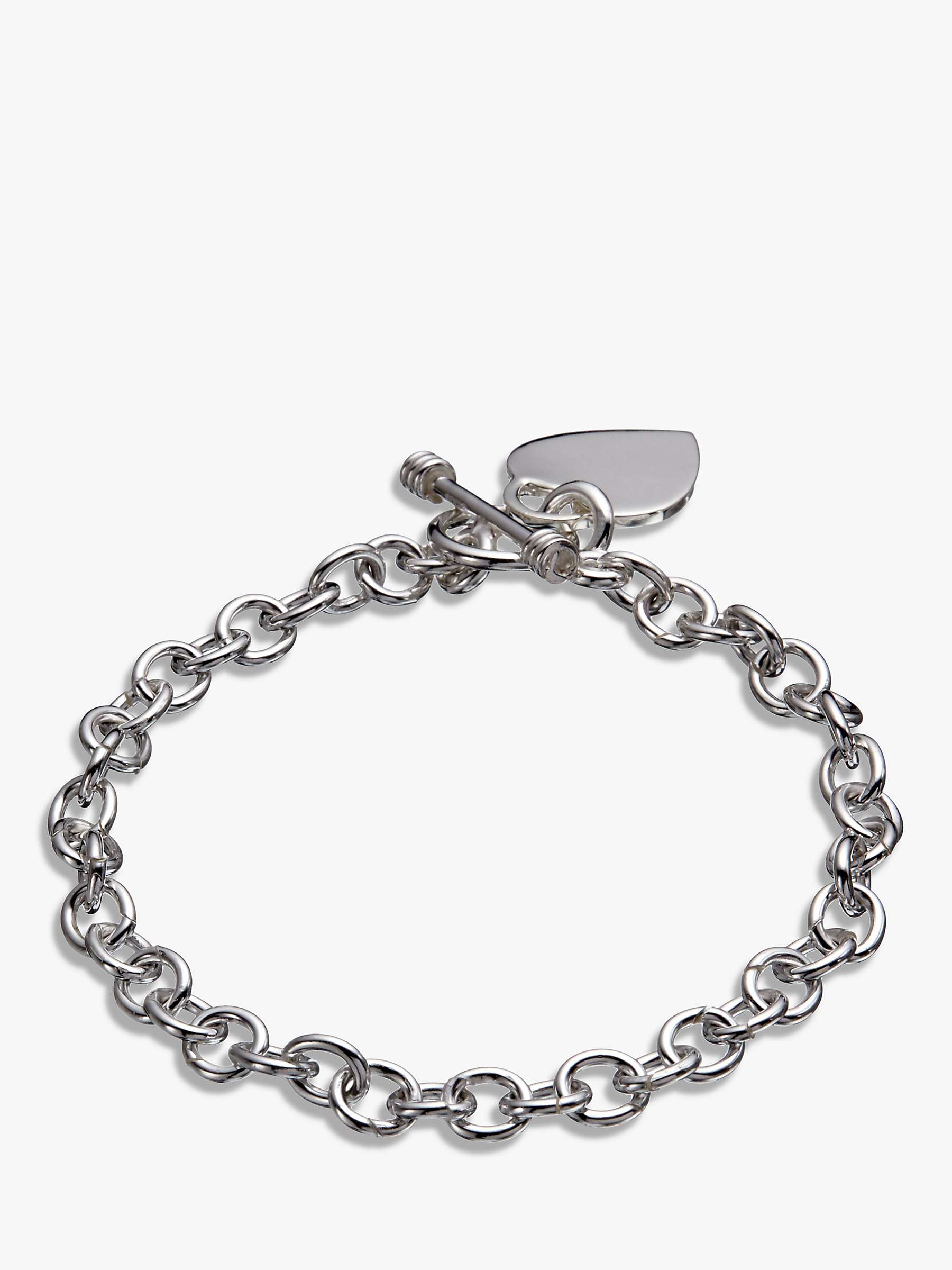 Buy Andea Sterling Silver Oval Link Heart Charm Bracelet, Silver Online at johnlewis.com