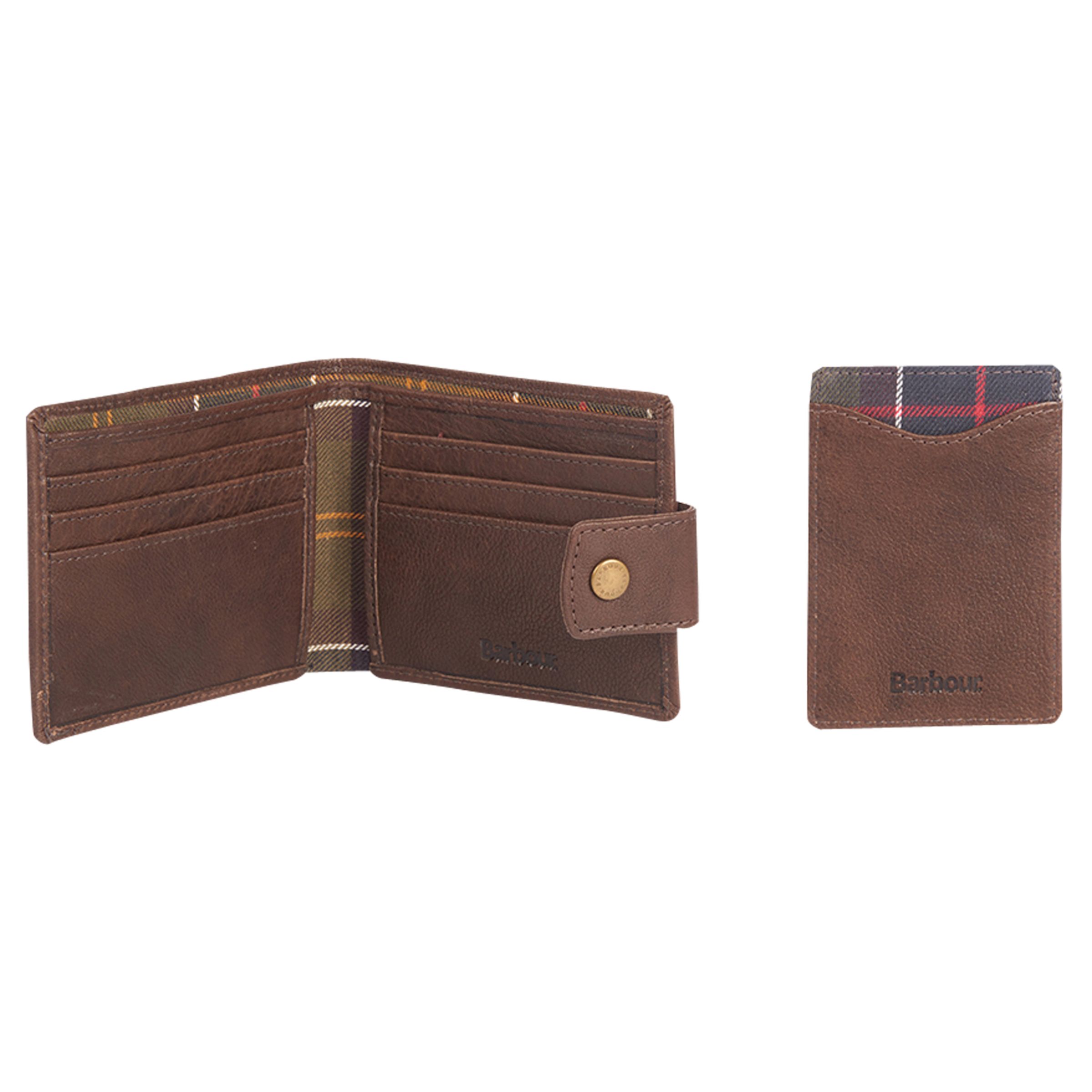 Barbour Leather Wallet and Card Holder Gift Set, Brown at John Lewis & Partners
