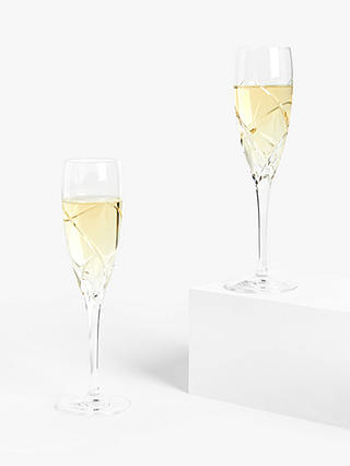 John Lewis & Partners Grosseto Cut Crystal Glass Champagne Flutes, 160ml, Set of 2, Clear