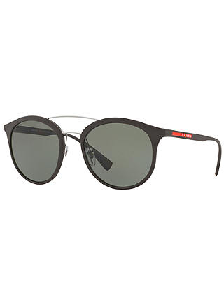 Prada Linea Rossa PS 04RS Polarised Oval Sunglasses, Dark Brown/Green