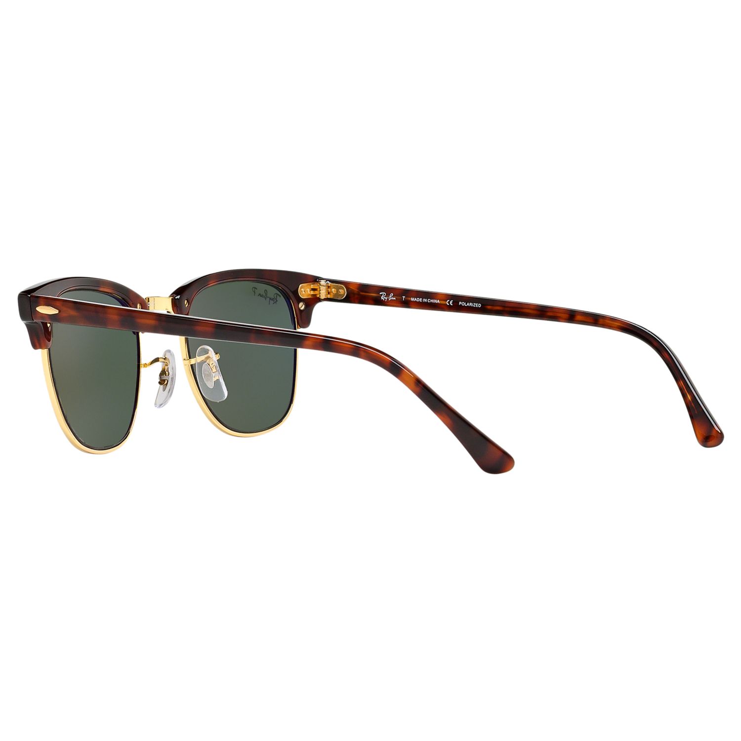 Ray-Ban RB3016 Men's Polarised Clubmaster Sunglasses, Tortoise/Dark Green  at John Lewis u0026 Partners