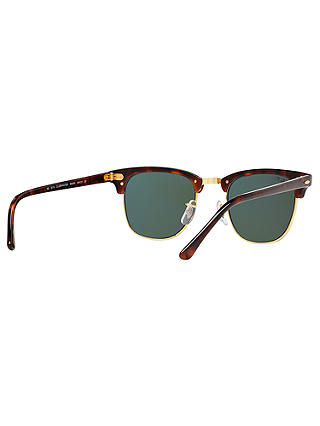 Ray-Ban RB3016 Men's Polarised Clubmaster Sunglasses, Tortoise/Dark Green
