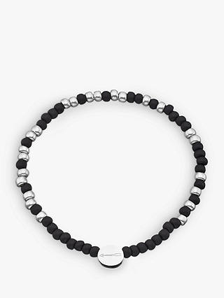 Under the Rose Morse Code '18th' Bead Bracelet, Black/Silver