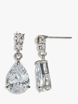John Lewis & Partners Cubic Zirconia and Teardrop Glass Drop Earrings, Silver