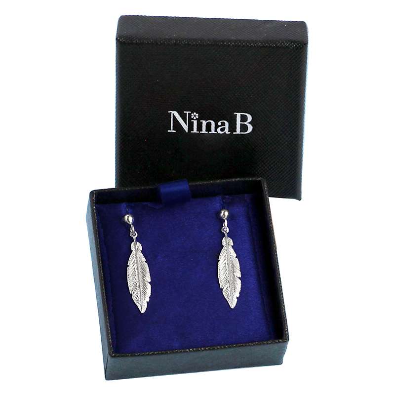 Buy Nina B Sterling Silver Feather Drop Earrings, Silver Online at johnlewis.com