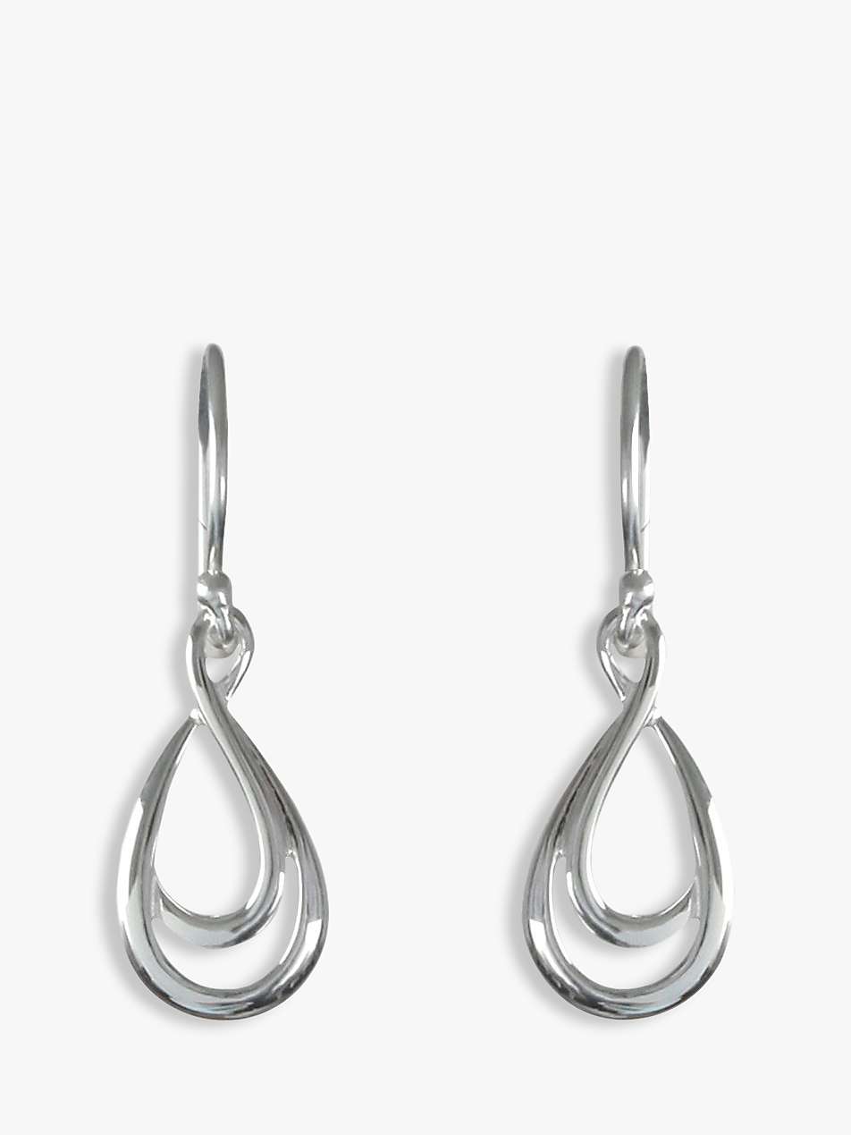 Buy Nina B Double Loop Drop Earrings, Silver Online at johnlewis.com