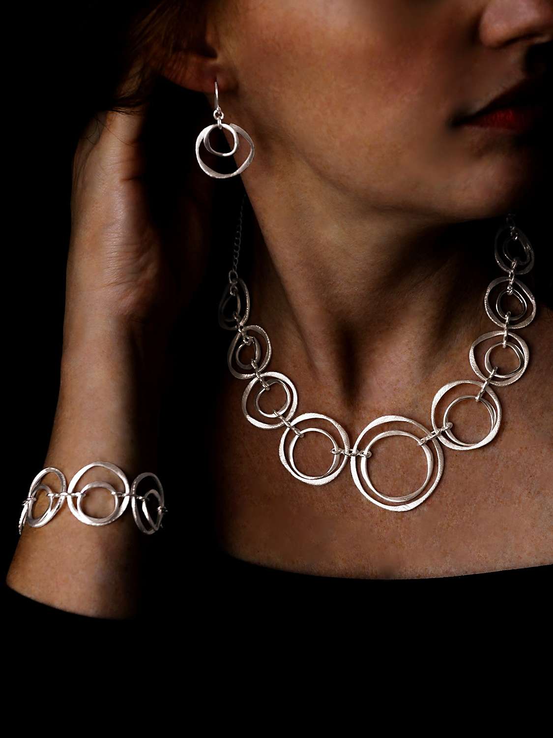 Buy Nina B Sterling Silver Open Circles Bracelet, Silver Online at johnlewis.com