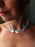 Nina B Sterling Silver Leaf Necklace, Silver