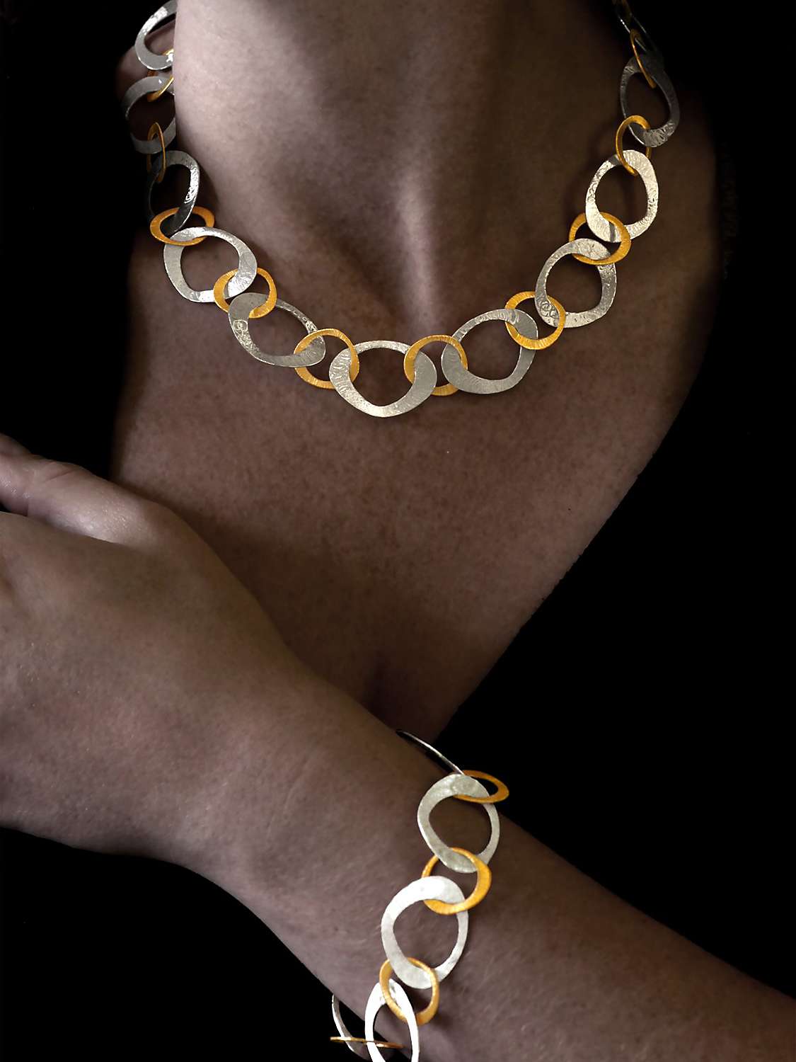 Buy Nina B Open Link Necklace, Silver/Gold Online at johnlewis.com