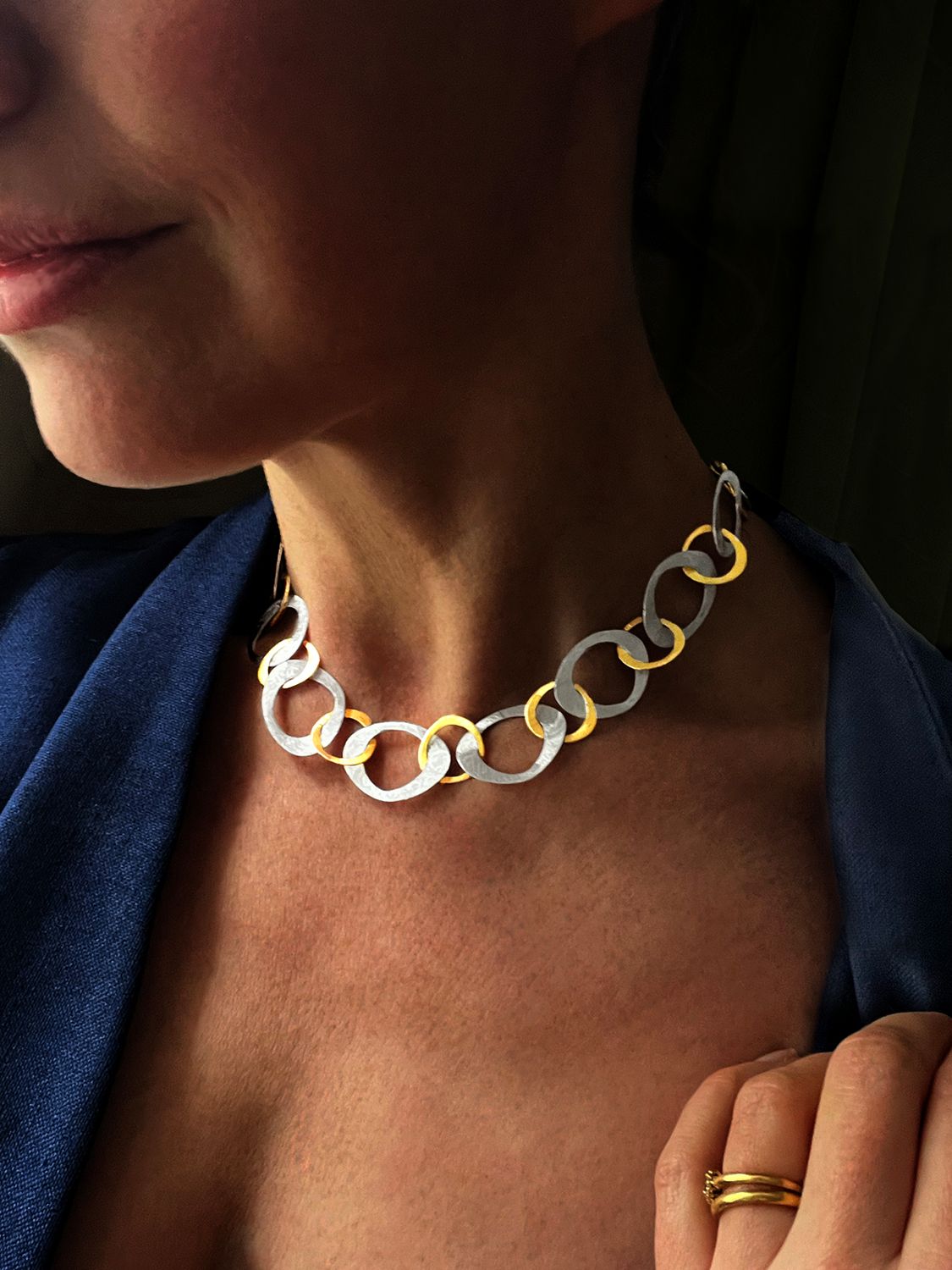 Buy Nina B Open Link Necklace, Silver/Gold Online at johnlewis.com