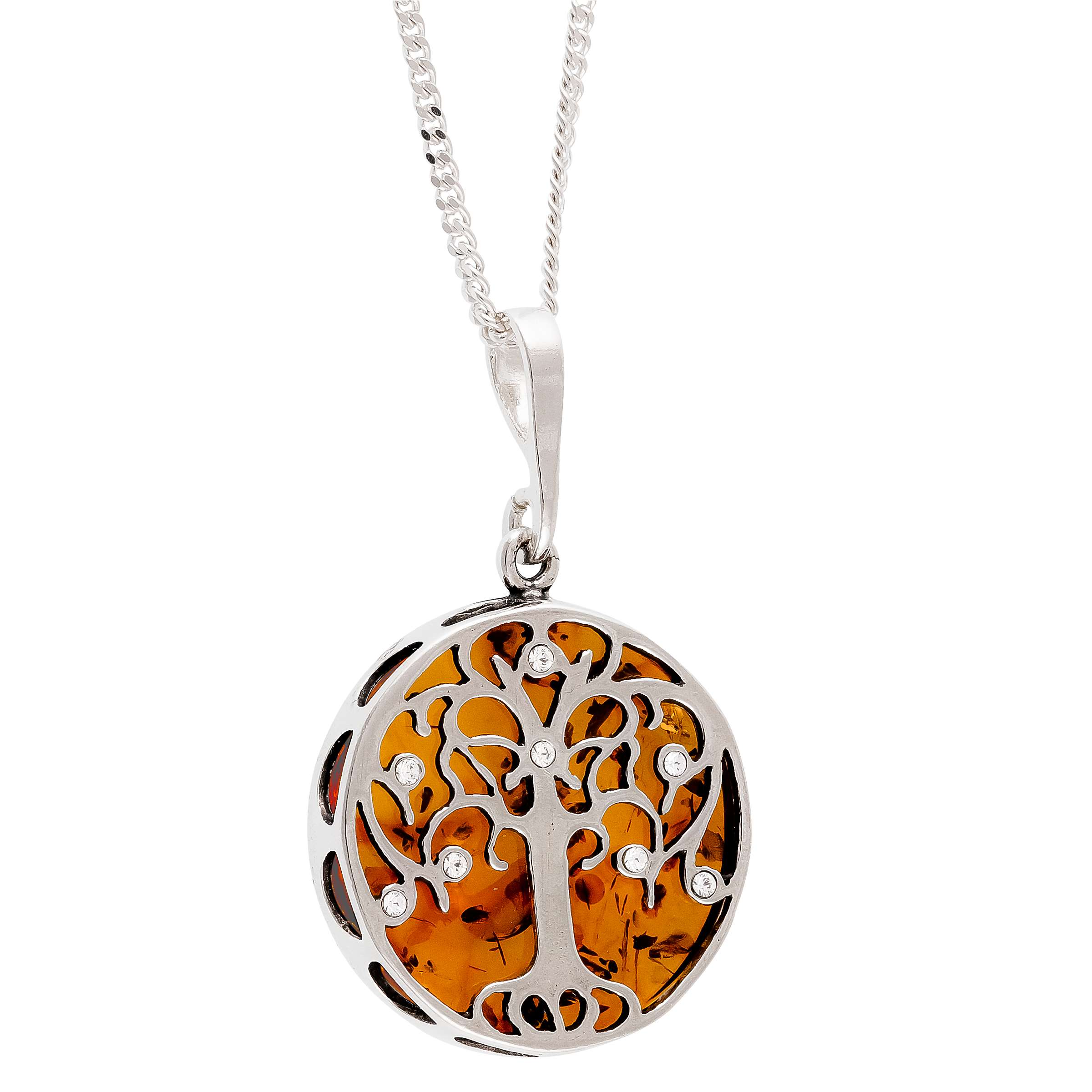 Embers Chain and Dichroic Pendant Necklace Shimmering in Ambers and Oranges