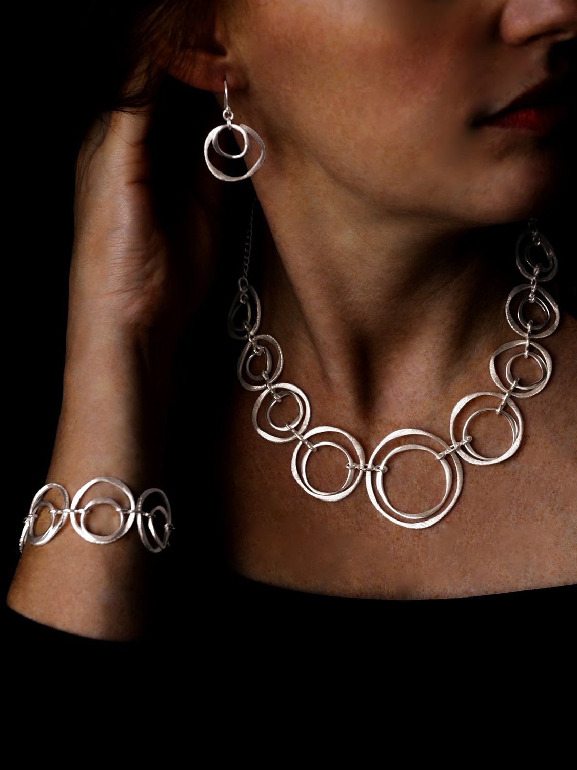 Buy Nina B Graduating Open Circles Necklace, Silver Online at johnlewis.com