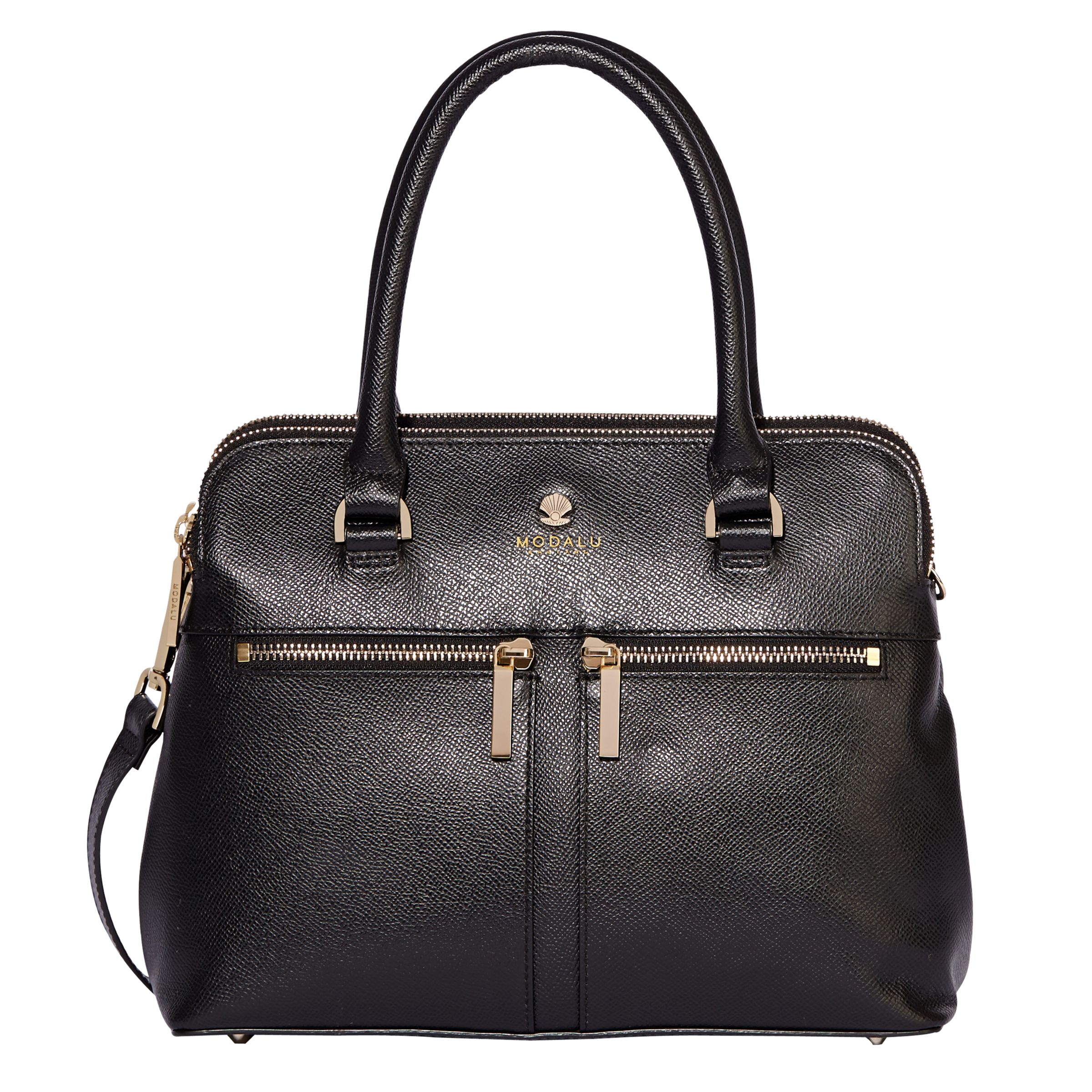 Modalu Pippa Small Leather Grab Bag, Black at John Lewis & Partners