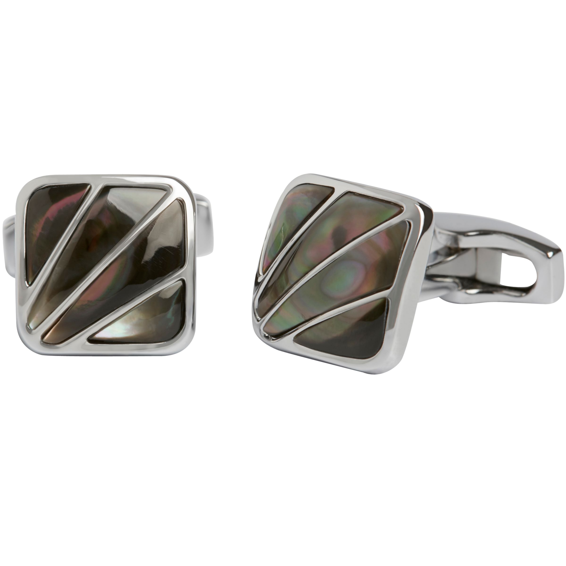 Simon Carter Mother of Pearl Deco Fan Cufflinks, Grey at John Lewis ...