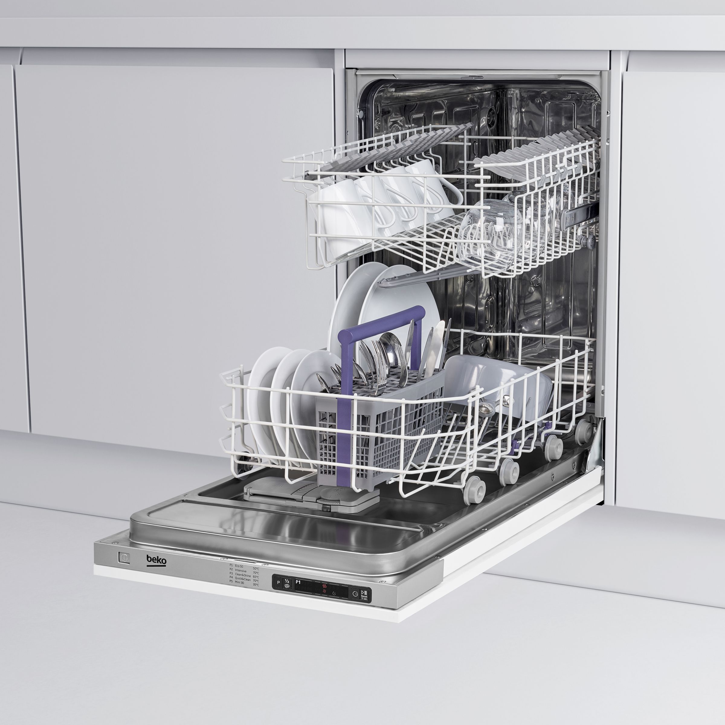 Beko DIS15010 Fully Integrated Slimline Dishwasher at John Lewis & Partners