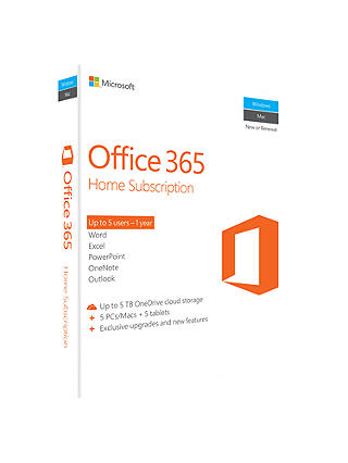 Microsoft Office 365 Home Premium, 5 PCs/Macs + Tablet, One-Year Subscription