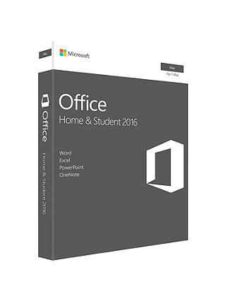 Microsoft Office Home and Student 2016, 1 Mac, One-Off Payment