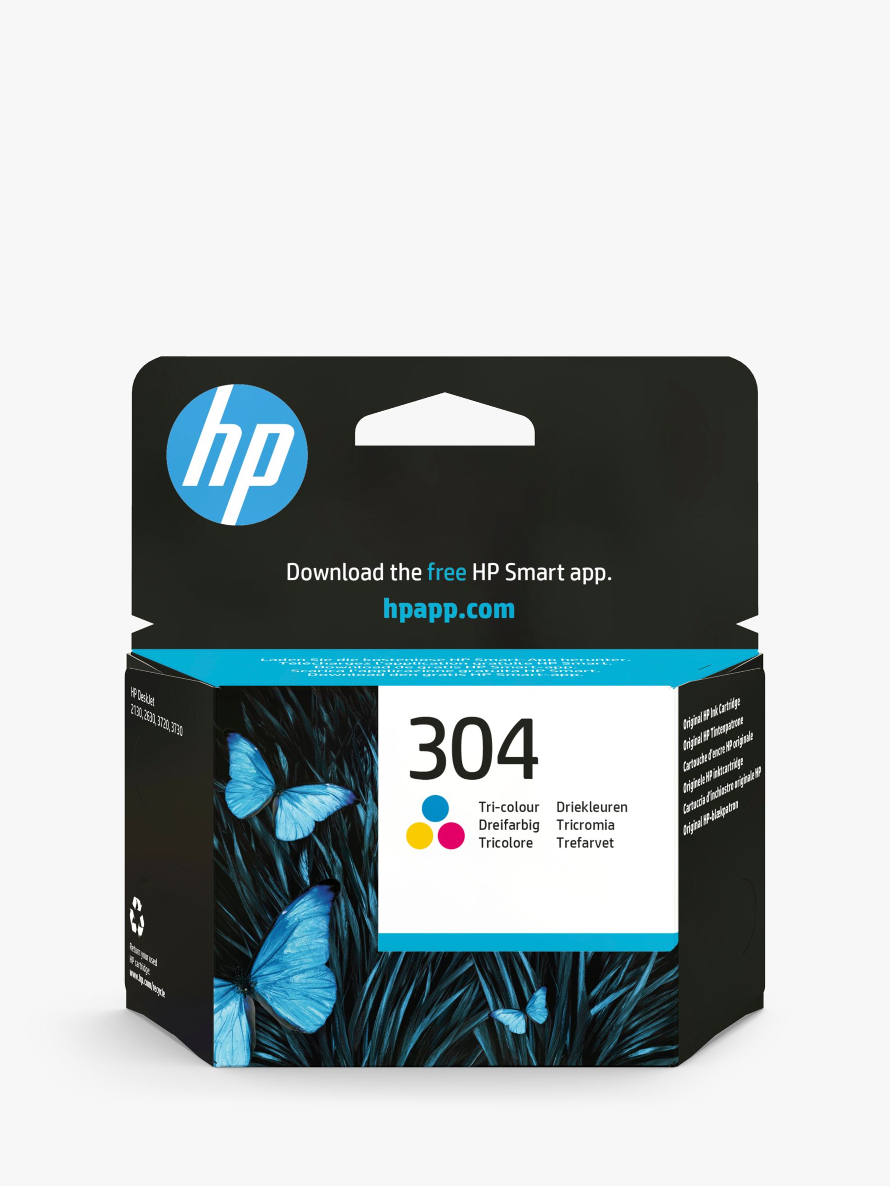 HP 304 Tri-Colour Original Ink Cartridge, Single, Instant Ink