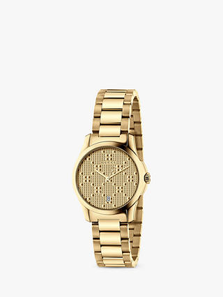 Gucci YA126553 Women's G-Timeless Date Bracelet Strap Watch, Gold
