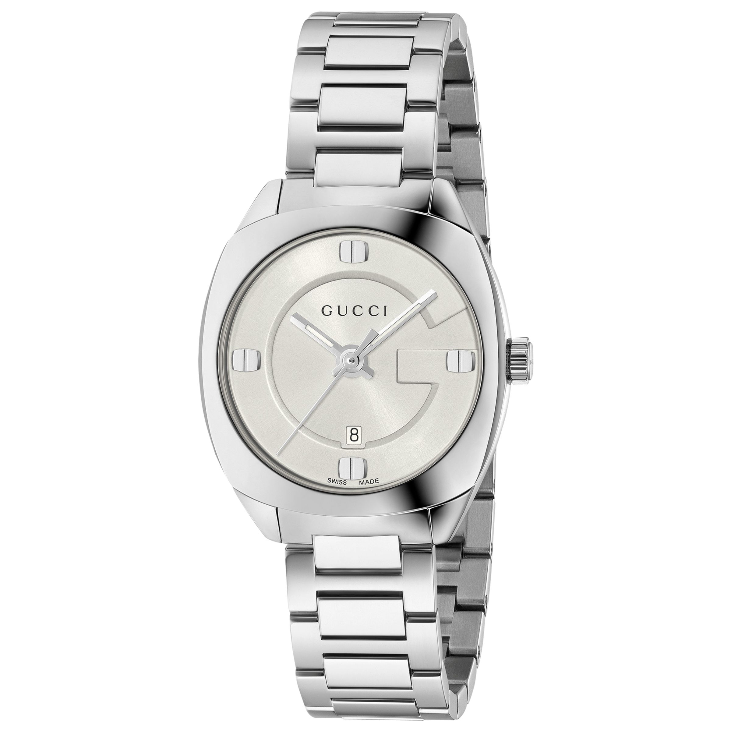 Gucci YA142502 Women's GG2570 Date Bracelet Strap Watch, Silver