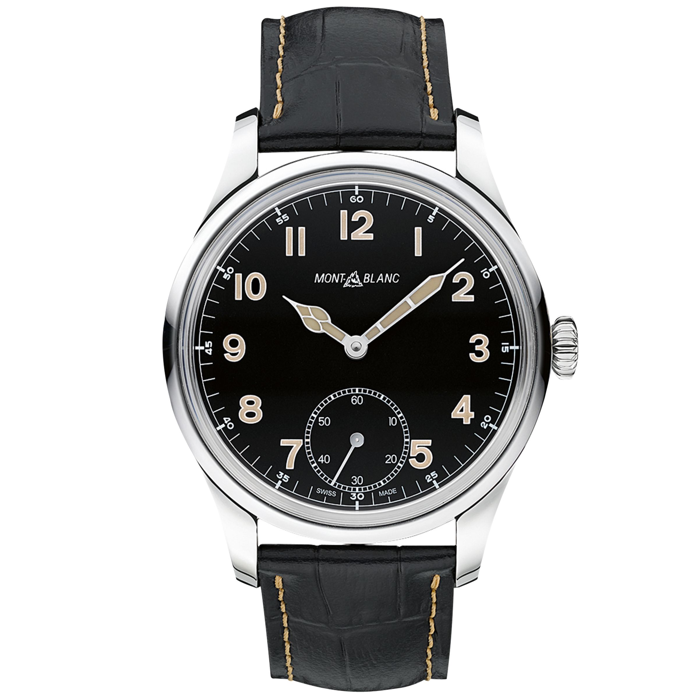 Montblanc 113860 Men's 1858 Leather Strap Watch, Black