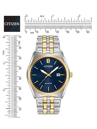 Citizen Men's Corso Date Bracelet Strap Watch, Silver/Gold BM7334-58L