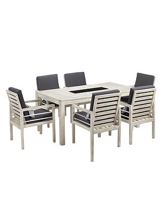 John Lewis & Partners Atlantic 6-Seater Dining Chair & Table Set, FSC-Certified (Acacia), Grey