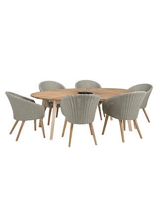 John Lewis & Partners Sol 6 Seater Oval Garden Dining Table & Chairs Set, FSC-Certified (Eucalyptus), Natural
