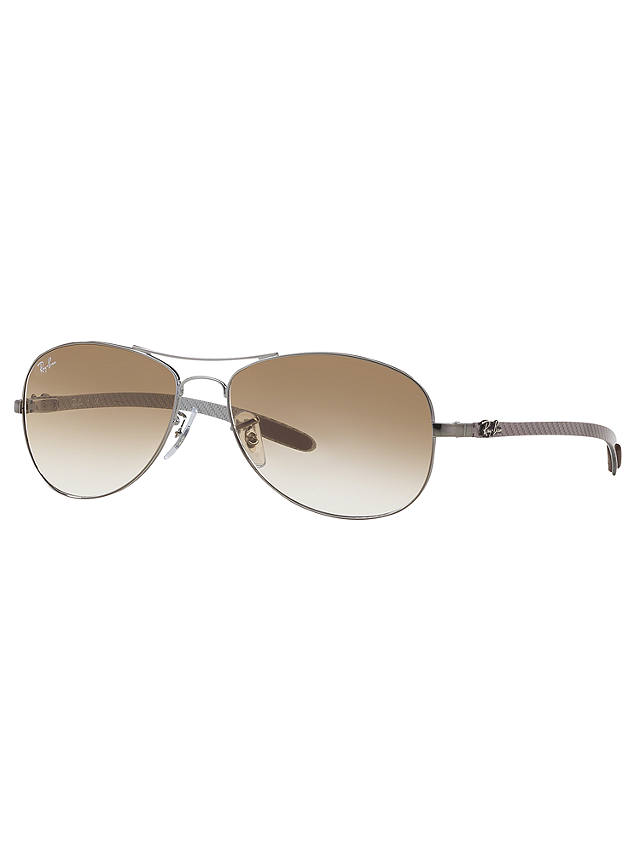 Ray-Ban RB8301 Aviator Sunglasses, Silver/Brown Gradient
