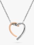 Hot Diamonds Large Heart Pendant Necklace, Silver/Rose Gold