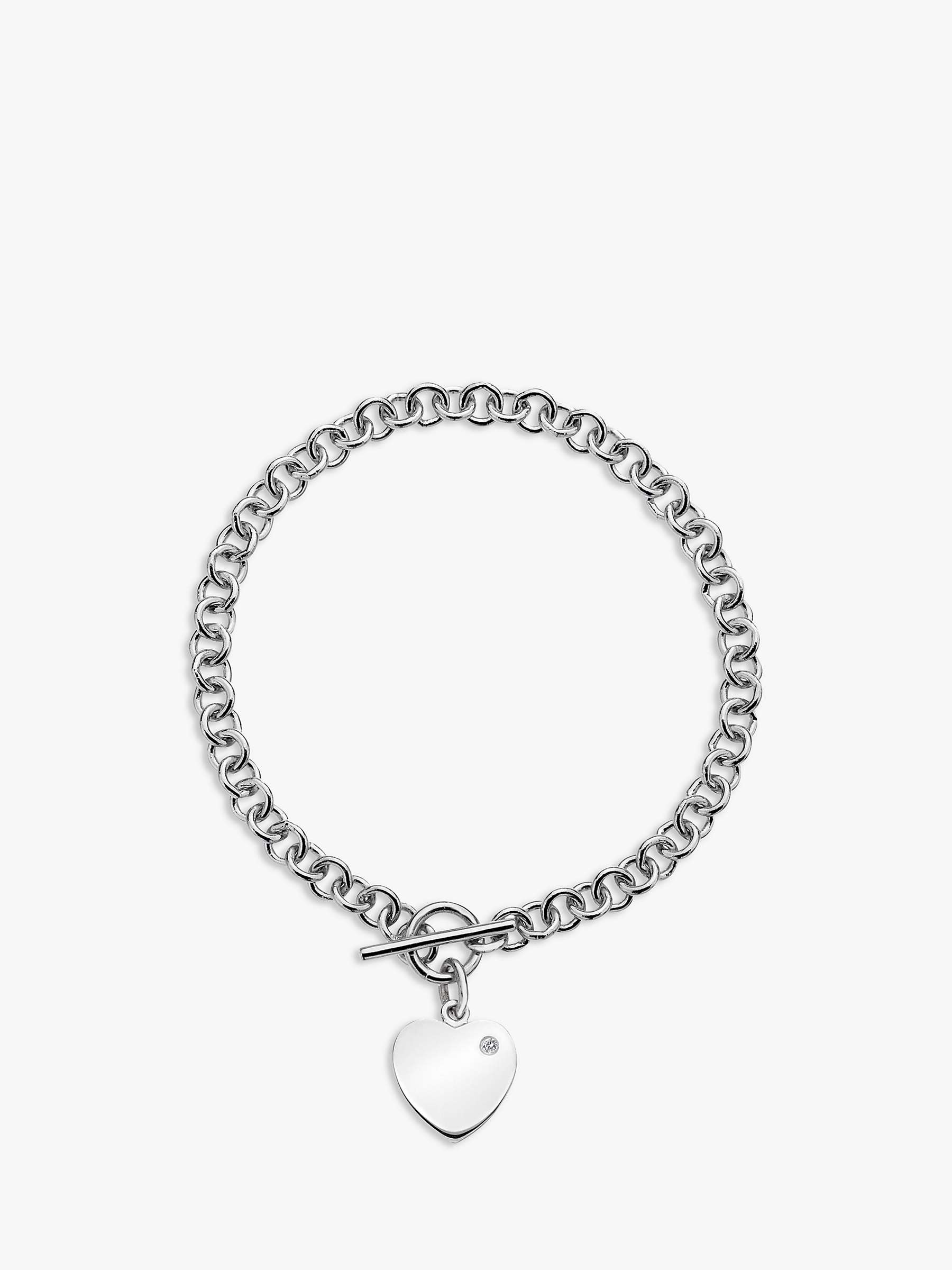 Buy Hot Diamonds Love Locked Heart Charm Chain Bracelet, Silver Online at johnlewis.com