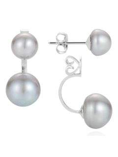 Claudia Bradby Double Pearl Stud Earrings, Silver
