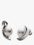 Skagen Agnethe Crescent Faux Pearl Stud Earrings, Silver/White SKJ0736040