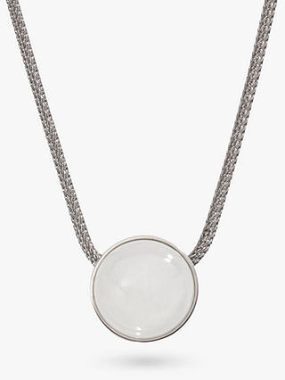 Skagen Sea Glass Round Pendant Necklace, Silver/White SKJ0080040