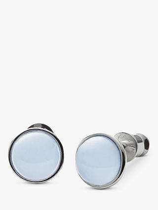 Skagen Sea Glass Round Stud Earrings, Silver/Pale Blue SKJ0820040