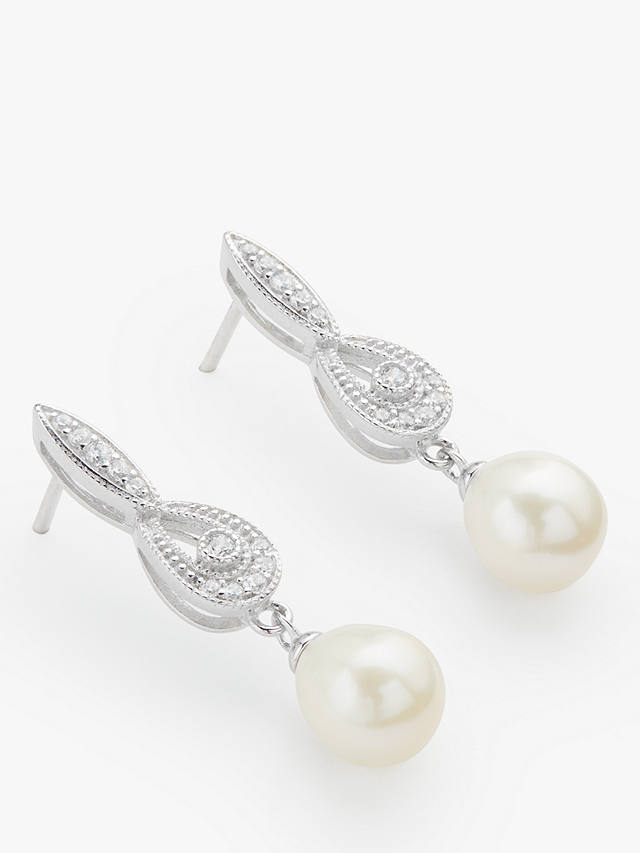 Lido Freshwater Pearl Drop Earrings, Silver/White