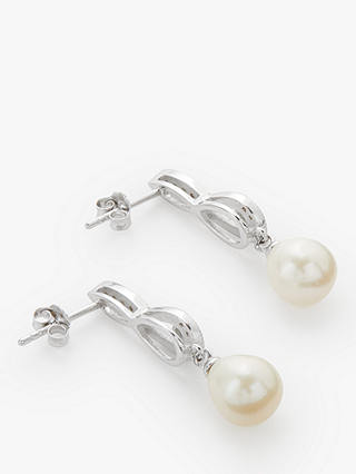 Lido Freshwater Pearl Drop Earrings, Silver/White